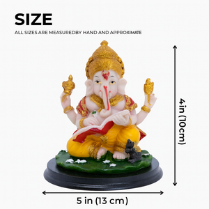 Small Ganesha Idol, 4" Indian Lord Ganesh Statue For Home Office Car Dashboard Pooja Decor, Diwali Gifts - Accent Collection