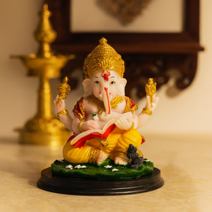 Small Ganesha Idol, 4" Indian Lord Ganesh Statue For Home Office Car Dashboard Pooja Decor, Diwali Gifts - Accent Collection