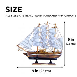 Brown Wooden Sailboat Model With Realistic Cloth Sails - Nautical Marine-Inspired Home Decor - Accent Collection