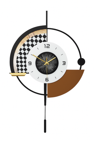 Modern Black and White Wall Clock with LED Light, Remote Controlled, Unique Geometric Design, Pendulum, Living Room Decor, Gift-Sona Casa