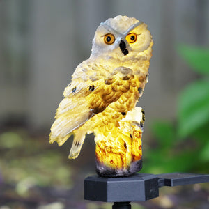 Magical White Owl Solar Statue With Black Stick - Outdoor Garden Decor & Bird Deterrent by Accent Collection