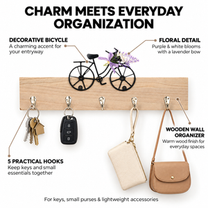 Compact Wooden Key Holder, 5 Hooks