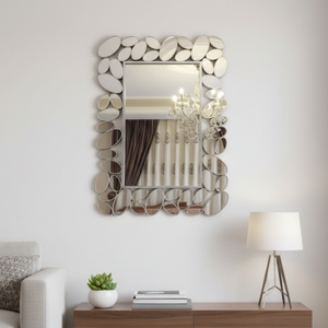 72 cm Silver Framed Modern Wall Mirror for Living Room, Entryway & Bedroom – Contemporary Decorative Home Accent-Sona Casa