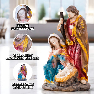 Catholic Holy Family Nativity Set, 8" Handcrafted Joseph, Mary & Jesus Statue, Religious Figurine Altar Decor, Christian Gifts by Sona Casa