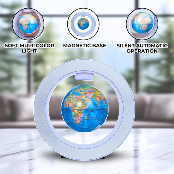 Magical Levitating Globe Lamp - Silent Floating & Spinning Earth With Soft LED Side Light, Educational Fun Decor For All Ages