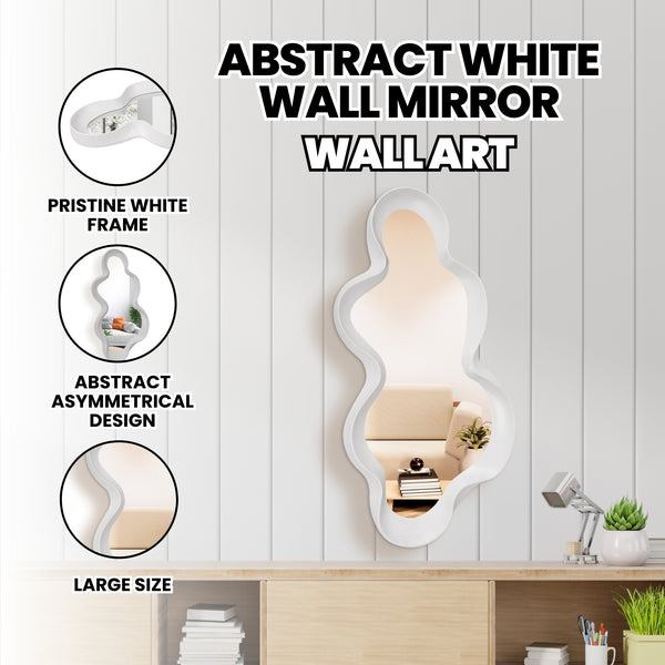 Decorative Wall Mirror for Living Room, 39" Abstract White Home Decor