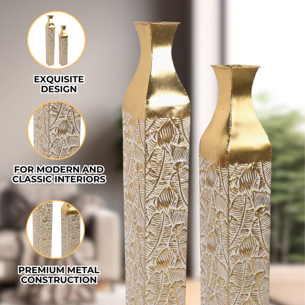 Modern Decorative Metal Tall Vase, Gold Living Room Decor, 42" and 35" Pots