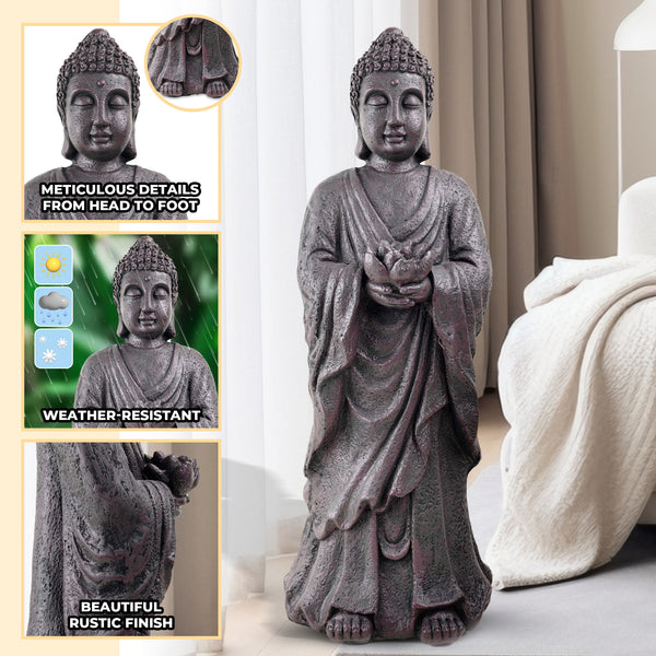 Large Buddha Statue, 32" Indoor Outdoor Magnesium Oxide Sculpture