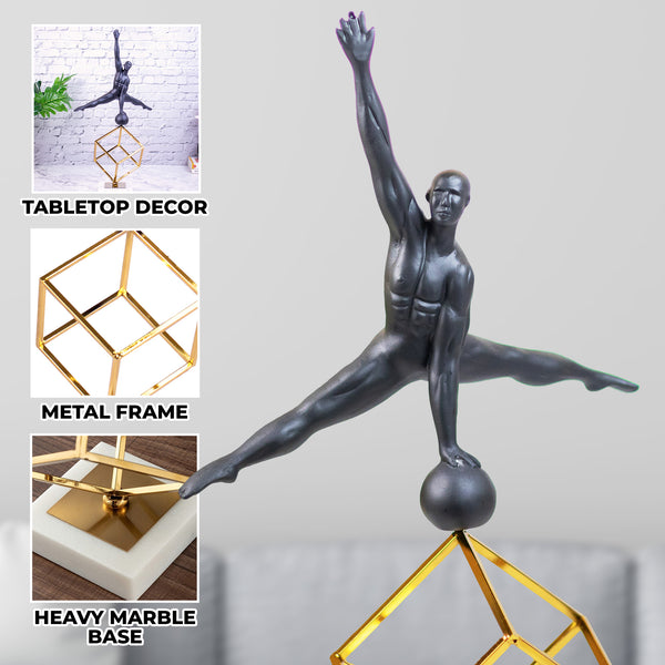 Decorative Statue, Gymnast, 19" Large Indoor Figurine, Tabletop Decor, Home