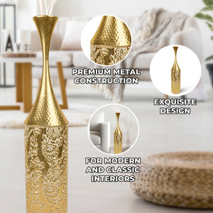 Large Gold Tall Vase, Tall Floor Vase for Living Room, Hallway, Entryway, Metal Home Decor 32 inch 82 cm by Sona Casa