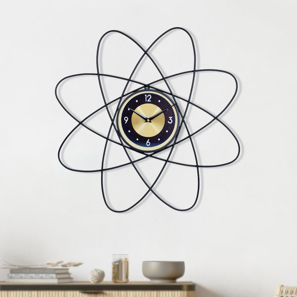 Minimalist Luxury Large Black and Yellow Metal Star Wall Clock, 60 cm Silent Non-Ticking