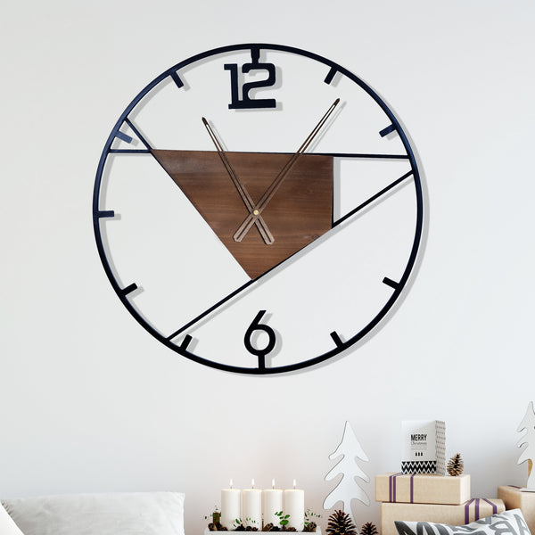 Geometric Wall Clock, Metal Wall Clock, Modern Wall Clock, Black Metal Indoor Decor for Home or Office, Contemporary Decor, 24 inch 60 cm