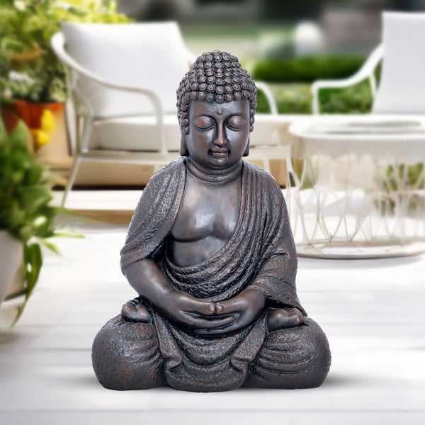 Spiritual Home Decor, Tall Buddha Meditation Statue, Polyresin Indoor Outdoor Statue, Brown Large Outdoor Statue, 24 inch, 60 cm