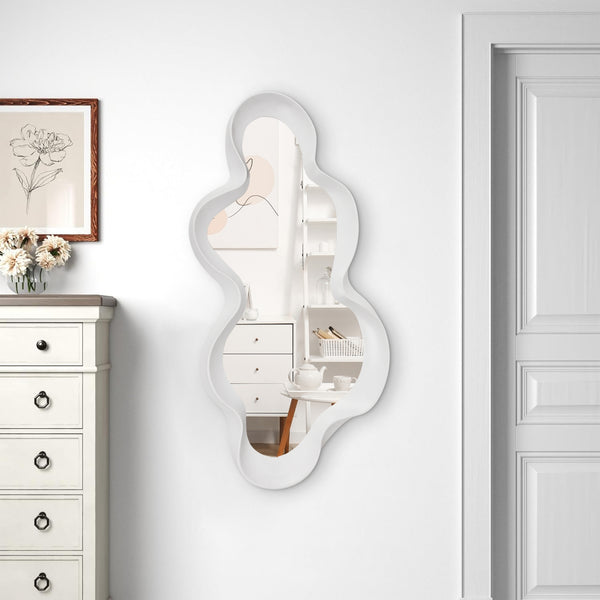 Decorative Wall Mirror for Living Room, 39" Abstract White Home Decor