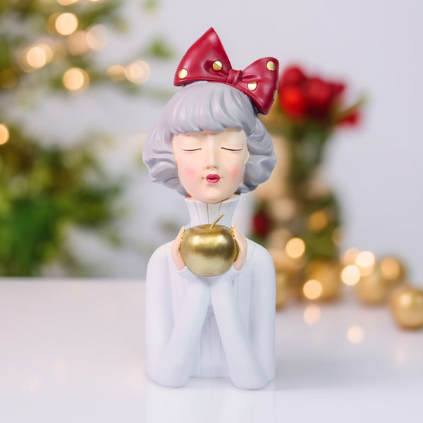 Chic Female Statue Tabletop Decor, Office Cubicle Decor, Coffee Table Ornament, Bedroom Dresser Vanity Table Decor White Gold Polyresin 15 inch 38 cm