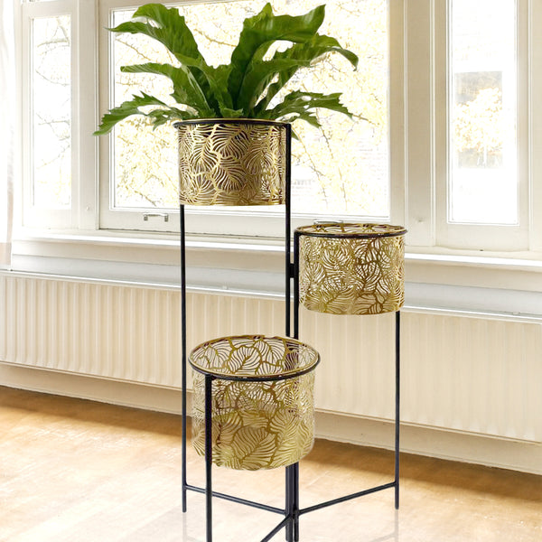 Indoor Golden Pots and Planters, Living Room Decor, Decorative Plant Pots with Stand, Metal Plant Holders 32 inch 80 cm