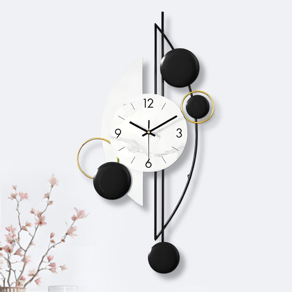Black White Silent Wall Clock, Modern Decorative Vertical Wall Clock for Home or Office, Minimalist Home Decor, Indoor Wall Art 32 inch 80 cm