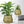 2 Piece Tall Plant Container Set, Indoor Plant Pot, Bonsai Pots, House Plants Holder, Gold Metal, Wood, Indoor Living Room Decor, Large Small, 26 Inch
