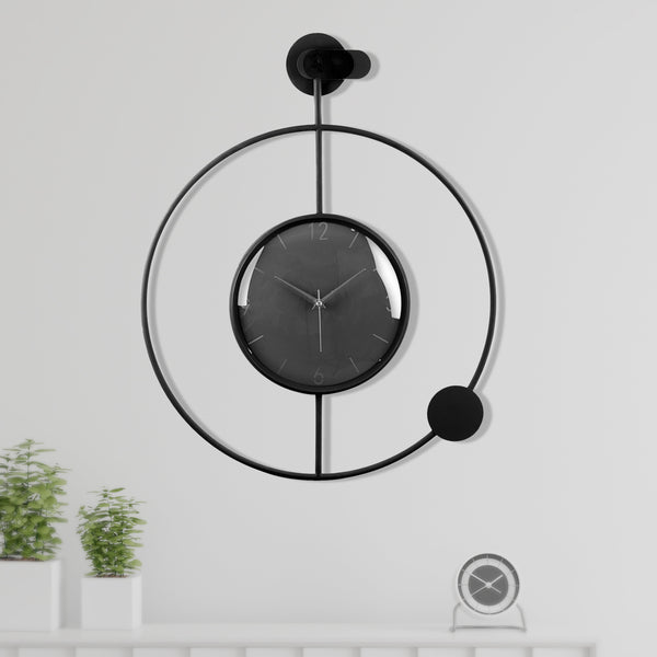 Large Black Silent Minimalist Metal Round Clock 24" Home Office Decor