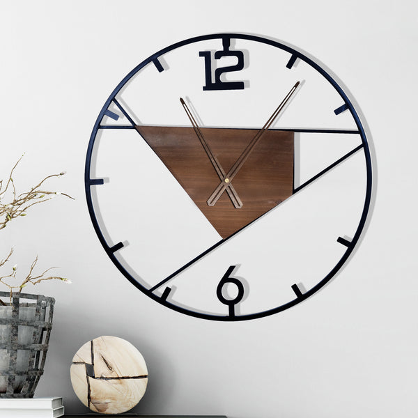 Geometric Wall Clock, Metal Wall Clock, Modern Wall Clock, Black Metal Indoor Decor for Home or Office, Contemporary Decor, 24 inch 60 cm