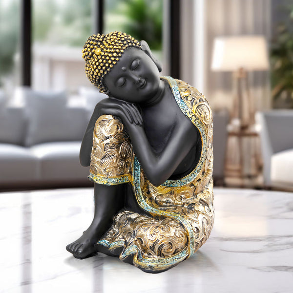 Meditative Buddha Sculpture, 10" Desktop Figurine Home Decor