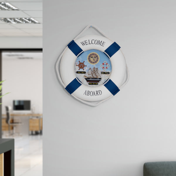 High Quality Lifebuoy Silent Wall Clock, 14" Nautical Home Decor