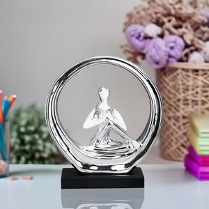 Ceramic Yoga Girl Statue, 11" Tabletop Living Room Decor, Fitness Decor, Wellness Figurine, Table Desk Shelf Ornament, Gifts by Sona Casa