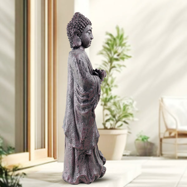 Asian Decor, 32" Standing Buddha Statue, Large Indoor Outdoor Sculpture