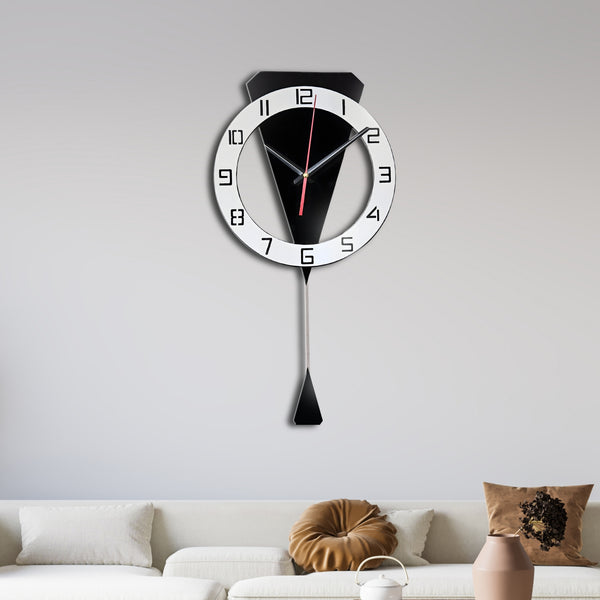 Black Triangle Luxury Modern Wall Clock, Silent Acrylic Decor For Living Room, Office, Bedroom
