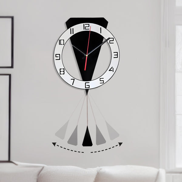 Black Modern Wall Clock, 23" Silent Acrylic Decor For Living Room, Office