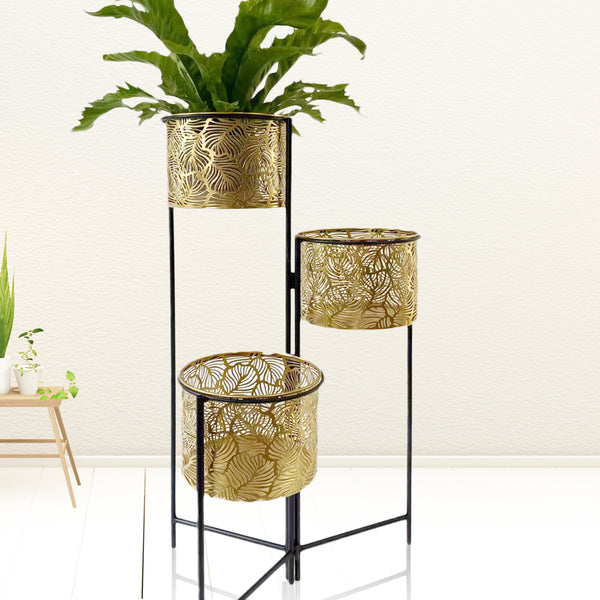 Indoor Golden Pots and Planters, Living Room Decor, Decorative Plant Pots with Stand, Metal Plant Holders 32 inch 80 cm