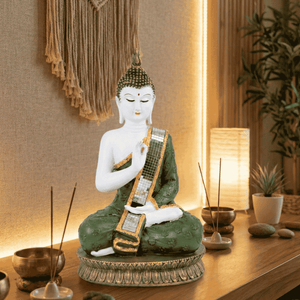 Seated Prayer Buddha Statue, 11" Figurine Home Decor Ornament. Buddhism Gifts, Altar Prayer Room Pooja Temple Decorations by Sona Casa