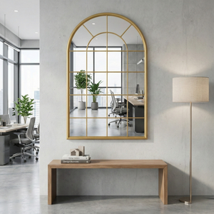 Arch Window Mirror, 103 cm Large Gold Decorative Wall Mirror for Living Room, Hallway & Bedroom by Sona Casa