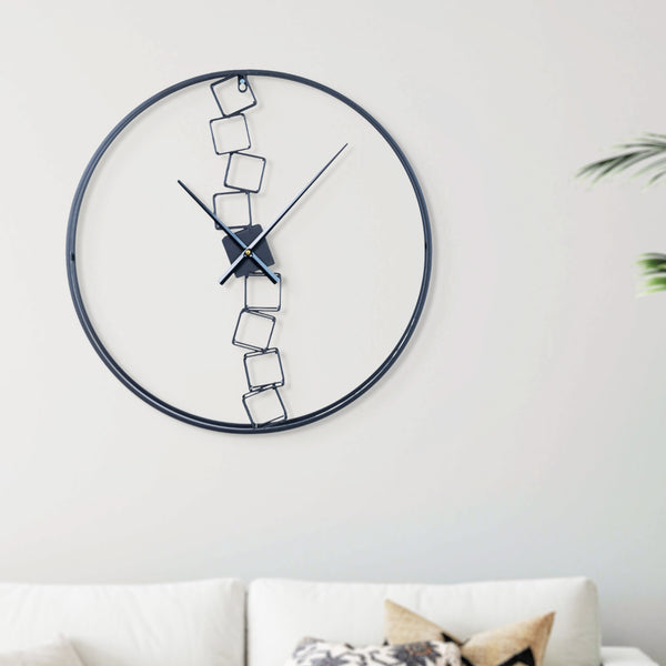 Black Metal Wall Clock, 24" Silent Abstract, Modern Living Room Decor