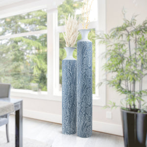 Luxury Metal Tall Vases, Large Floor Vase Set of 2, 32" and 40" Living Room, Home, Office Decor-Sona Casa