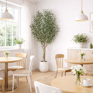 Large Nearly Natural Olive Tree with Black Olives, 200 cm Artificial Plant for Patio, Front Porch, Living Room, Indoor Outdoor Ornament, Home Decor by Sona Casa