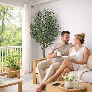 Large Nearly Natural Olive Tree with Black Olives, 200 cm Artificial Plant for Patio, Front Porch, Living Room, Indoor Outdoor Ornament, Home Decor by Sona Casa