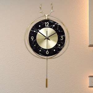 Vertical Gold and Black Silent Pendulum Wall Clock, 22" Modern Decorative Clock for Home, Office, Living Room, Bedroom by Sona Casa