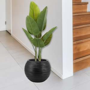 Round Black Plant Pot, Indoor Outdoor Home, Office, Patio, Front Porch, Backyard Decor, 13" Succulent Planter by Sona Casa