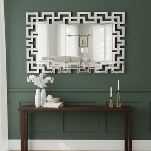 Large Luxury Decorative Glass Mirror 47 in Silver Frameless Wall Mirror for Home Office Decor, Gift-Sona Casa