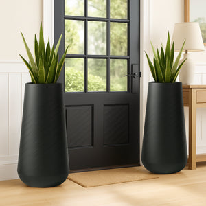 Set of 2 Contemporary Decorative Self Watering Pot, Modern Tall Indoor Planter, 33 in Home, Office, Garden Decoration, Gift-Sona Casa