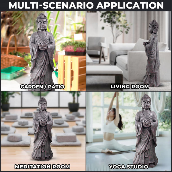 Large Buddha Statue, 32" Indoor Outdoor Magnesium Oxide Sculpture