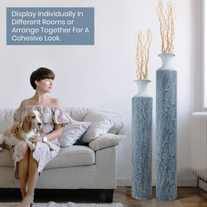 Luxury Metal Tall Vases, Large Floor Vase Set of 2, 32" and 40" Living Room, Home, Office Decor-Sona Casa