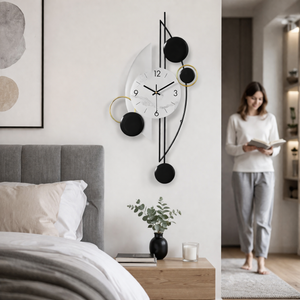 Modern Decorative Vertical Wall Clock for Home or Office, 32" Silent Non Ticking Minimalist Clock-Sona Casa