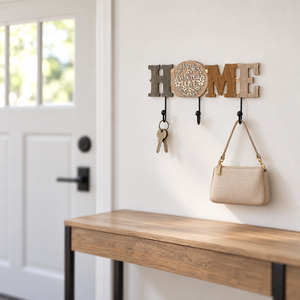Rustic Wooden Key Holder, 3 Hooks