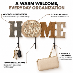 Rustic Wooden Key Holder, 3 Hooks