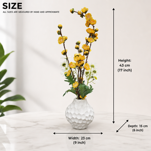 White Ceramic Vase with Artificial Yellow Flowers - Accent Collection