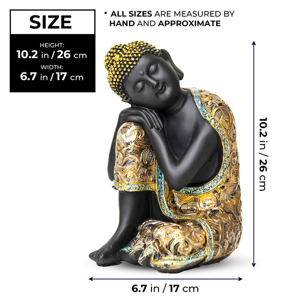 Meditative Buddha Sculpture, 10" Desktop Figurine Home Decor