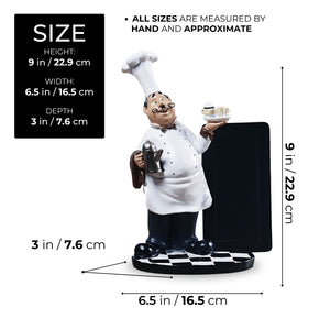 Polyresin Chef Statue with Writable Black Board Menu, Kitchen Interior Decoration, Unique Gift Idea 9 inch 23 cm | Home Decor