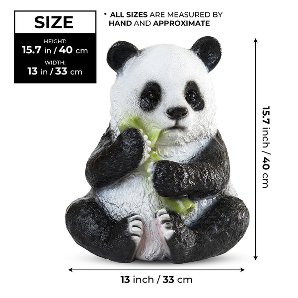 Large Panda Statue, 16" Lawn Ornaments, Indoor Outdoor Garden Patio Decor